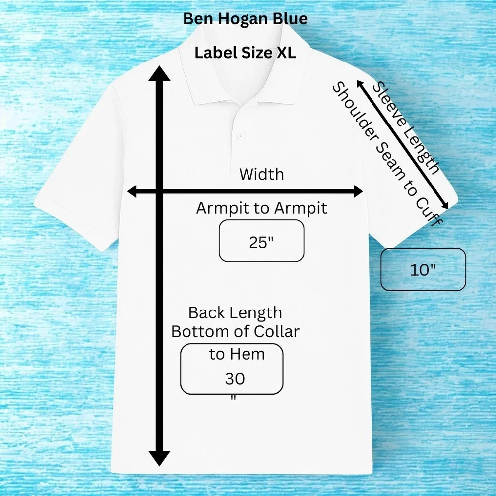 Ben Hogan Blue Performance Golf Polo Shirt XL Polyester Athletic Casual - Picture 2 of 6